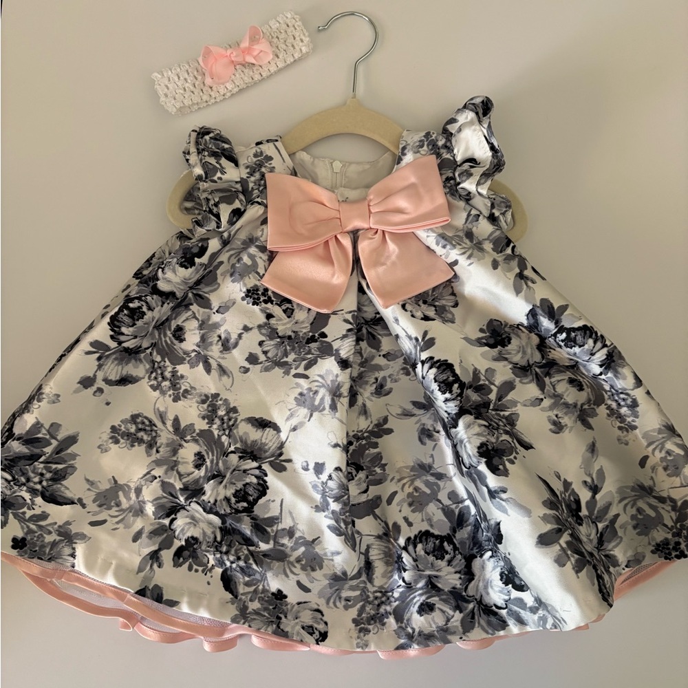 Bonnie Baby Pink and White Dress with Bow